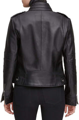Stand Collar Leather Moto Jacket