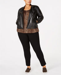 Women's Plus Size Lambskin Leather Moto Jacket