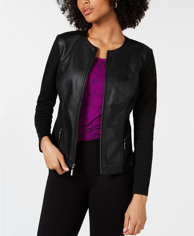 Lambskin Leather Mixed-Media Women's Jacket
