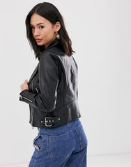 Pimkie double zip biker jacket in black