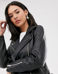 Pimkie double zip biker jacket in black