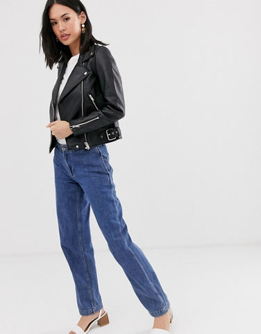 Pimkie double zip biker jacket in black