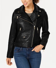 Asymmetrical Sleek Leather Women's Moto Jacket