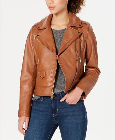 Asymmetrical Sleek Leather Women's Moto Jacket