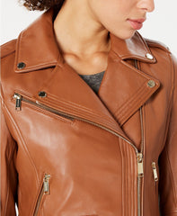 Asymmetrical Sleek Leather Women's Moto Jacket