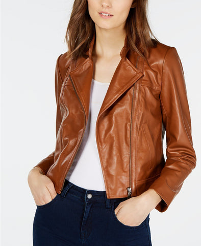 Women's Plus Size Lambskin Leather Moto Jacket