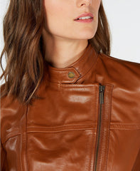 Women's Plus Size Lambskin Leather Moto Jacket