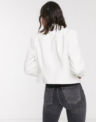 Faux white leather biker jacket