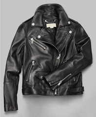 Asymmetrical Sleek Leather Women's Moto Jacket