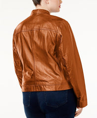 Women's Plus Size Lambskin Leather Moto Jacket