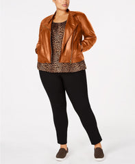 Women's Plus Size Lambskin Leather Moto Jacket