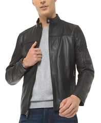 Men's Lambskin Leather Racer Jacket