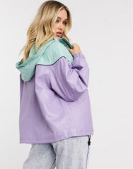 Dua Lipa x Pepe Jeans leather colourblock windbreaker Jacket