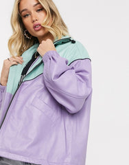 Dua Lipa x Pepe Jeans leather colourblock windbreaker Jacket