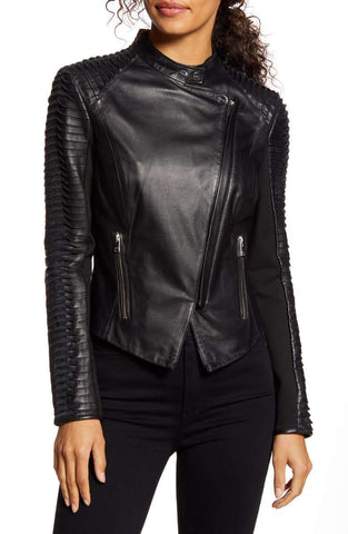 LAMARQUE Azra Sleeve Leather Moto Jacket