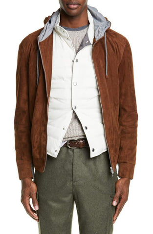 BRUNELLO CUCINELLI Suede Hooded Jacket