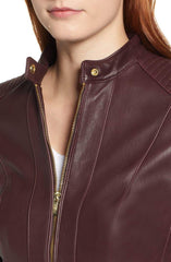 Cole Haan Leather Moto Jacket Chianti