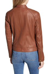 Cole Haan Leather Moto Jacket Hickory
