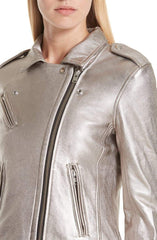IRO Leather Moto Jacket Golden Brown