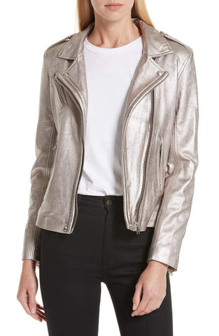 IRO Leather Moto Jacket Golden Brown