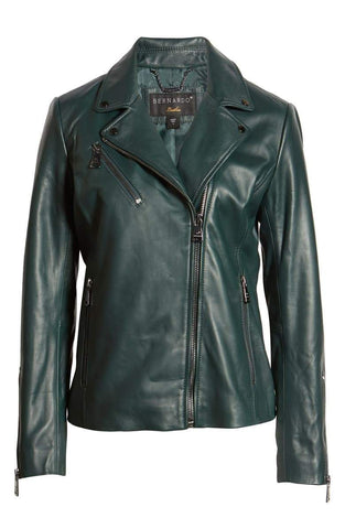 BERNARDO Curry Lamb Leather Moto Jacket