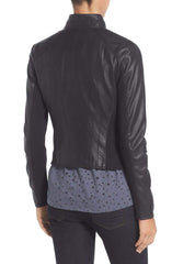 Andrew Marc Felix Stand Collar Leather Jacket