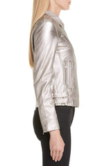 IRO Leather Moto Jacket Golden Brown