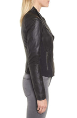 Andrew Marc Felix Stand Collar Leather Jacket