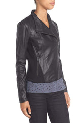 Andrew Marc Felix Stand Collar Leather Jacket