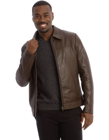 Montague Collar Leather Jacket