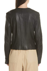 Zip Cross Front Leather Jacket