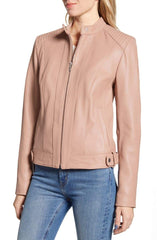 Cole Haan Leather Moto Jacket