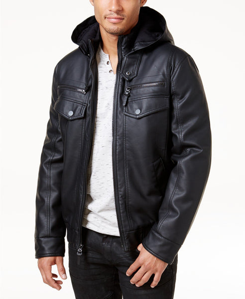 Men's Lambskin Leather Hooded Bomber Jacket