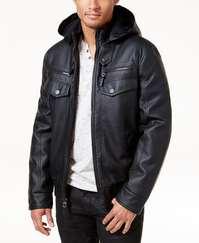 Men's Lambskin Leather Hooded Bomber Jacket