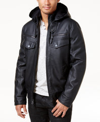 Men's Lambskin Leather Hooded Bomber Jacket