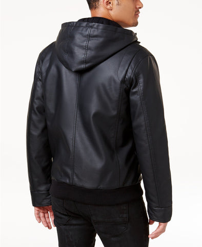 Men's Lambskin Leather Hooded Bomber Jacket