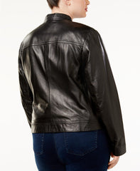 Women's Plus Size Lambskin Leather Moto Jacket