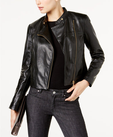 Lambskin Leather Women's Moto Jacket