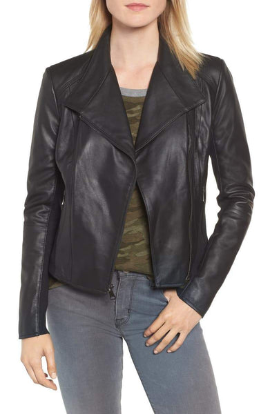 Andrew Marc Felix Stand Collar Leather Jacket