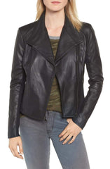 Andrew Marc Felix Stand Collar Leather Jacket