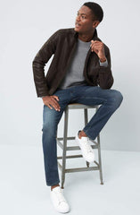 Westhaven Distressed Leather Bomber Jacket