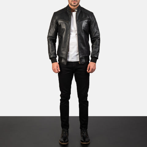 Sven Leather Bomber Jacket