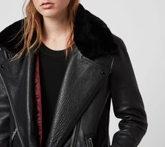 MAIZIE 2-IN-1 SHEEPSKIN LEATHER BIKER JACKET