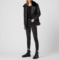 MAIZIE 2-IN-1 SHEEPSKIN LEATHER BIKER JACKET