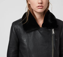 MAIZIE 2-IN-1 SHEEPSKIN LEATHER BIKER JACKET