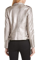 IRO Leather Moto Jacket Golden Brown