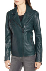 BERNARDO Curry Lamb Leather Moto Jacket