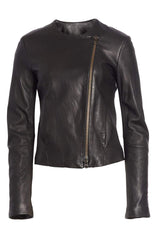 Zip Cross Front Leather Jacket