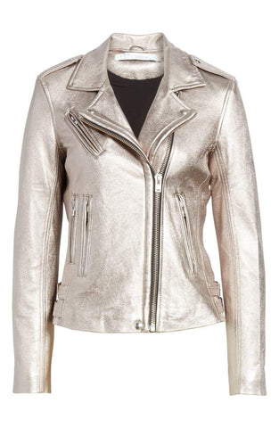 IRO Leather Moto Jacket Golden Brown