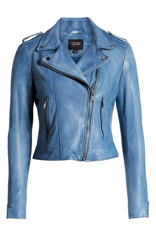 Donna Lambskin Leather Moto Jacket